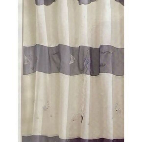 Victoria Classics Silky Fish Design Shower Curtain - Picture 2 of 5